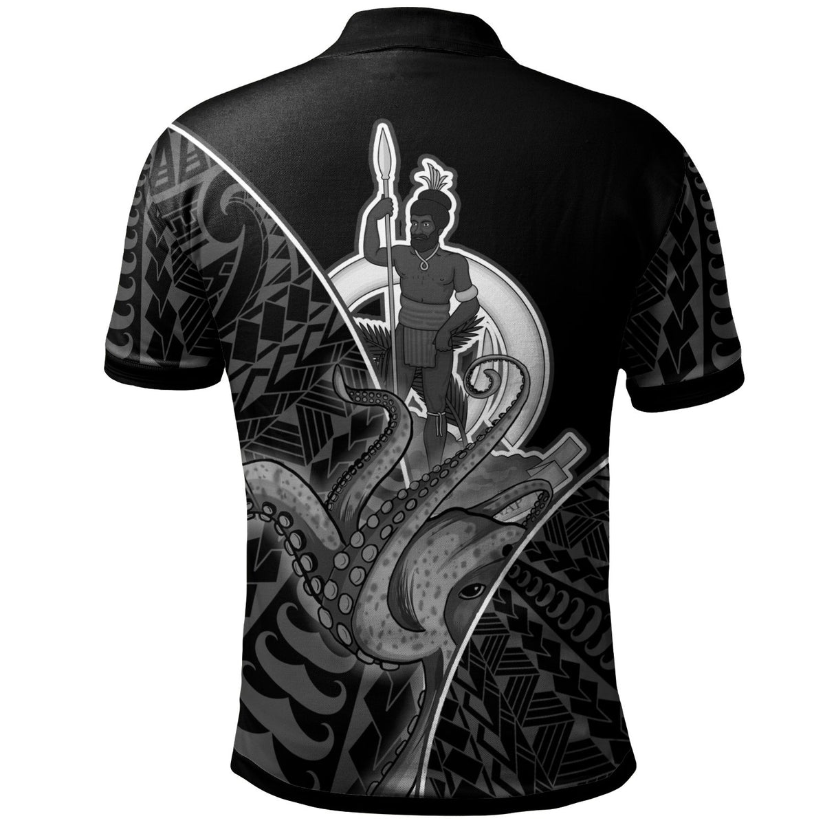 Vanuatu Polo Shirt Octopus Style White Color - Polynesian Pride