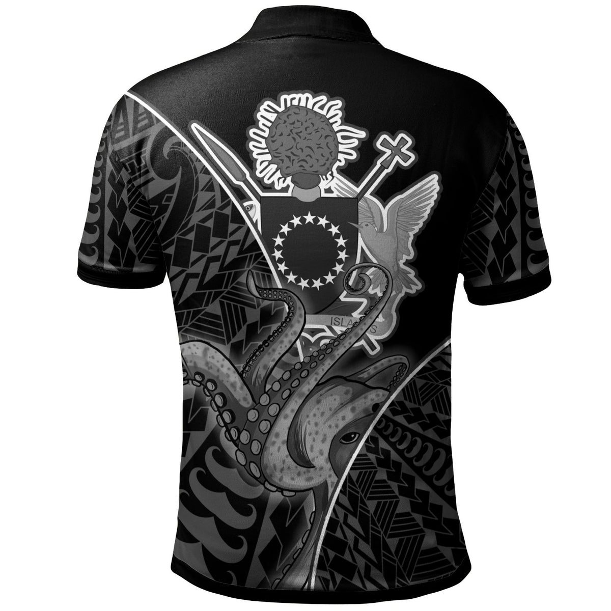 Cook Islands Polo Shirt Octopus Style White Color - Polynesian Pride