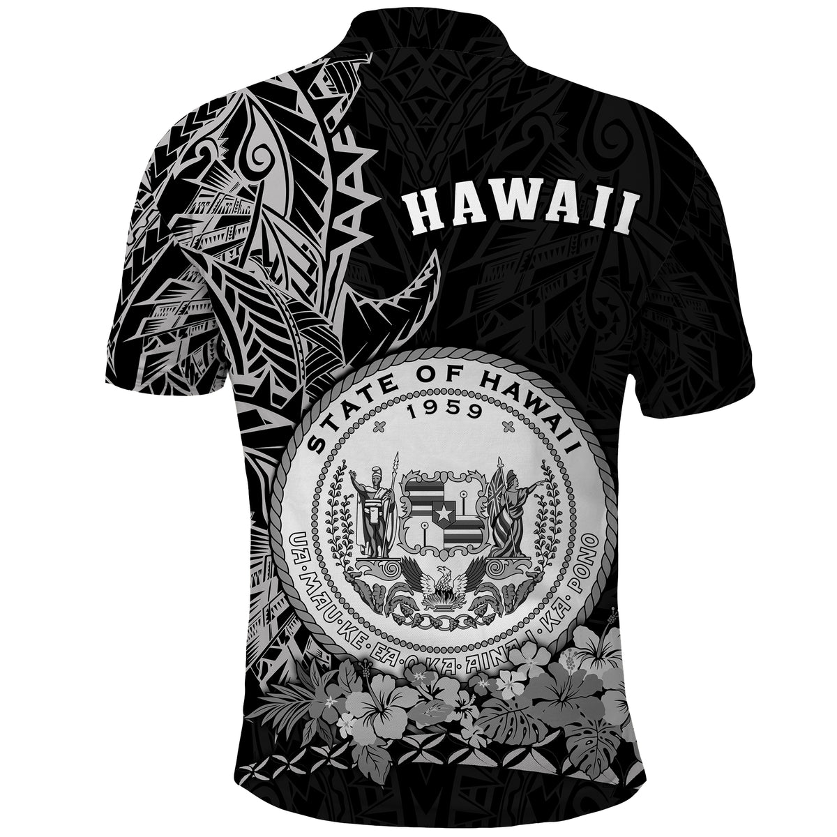 Hawaiian Polynesian Polo Shirt White Seal of Hawaii LT13 - Polynesian Pride