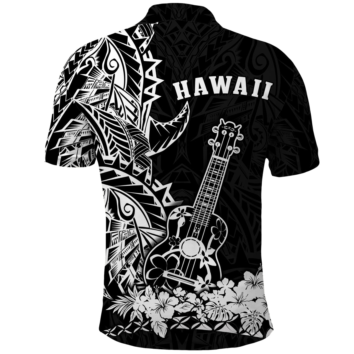 Hawaii Polynesian Polo Shirt White Ukulele LT13 - Polynesian Pride