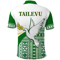 Tailevu Rugby Polo Shirt Fiji Rugby Tapa Pattern White LT13 - Polynesian Pride