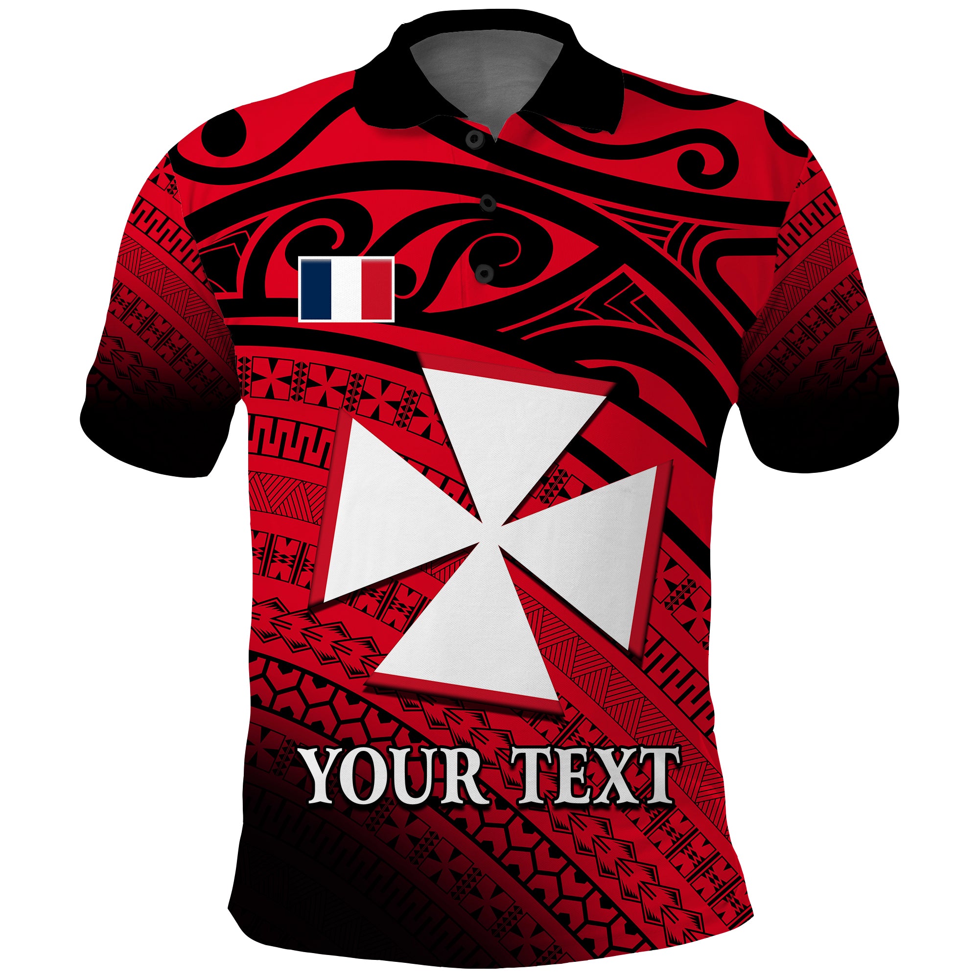 Custom Uvea Chiefdom Wallis et Futuna Polo Shirt Polynesian Pattern and Flag LT13 Unisex Red - Polynesian Pride