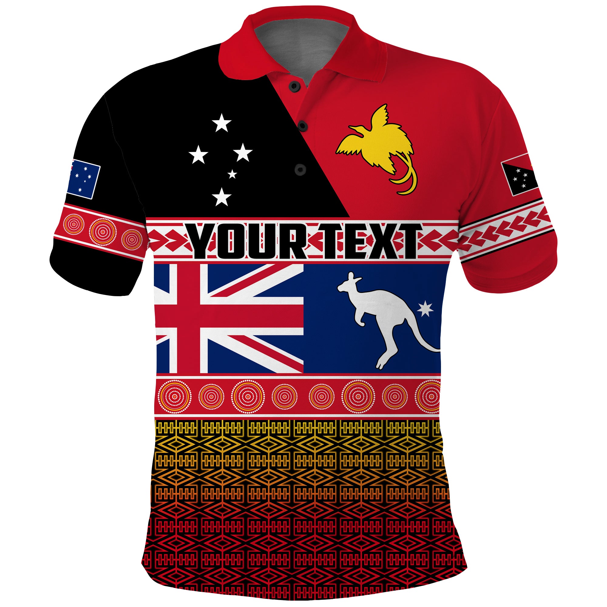 Custom Papua New Guinea Australia Polo Shirt Polynesian PNG and AUS LT13 Unisex Black - Polynesian Pride