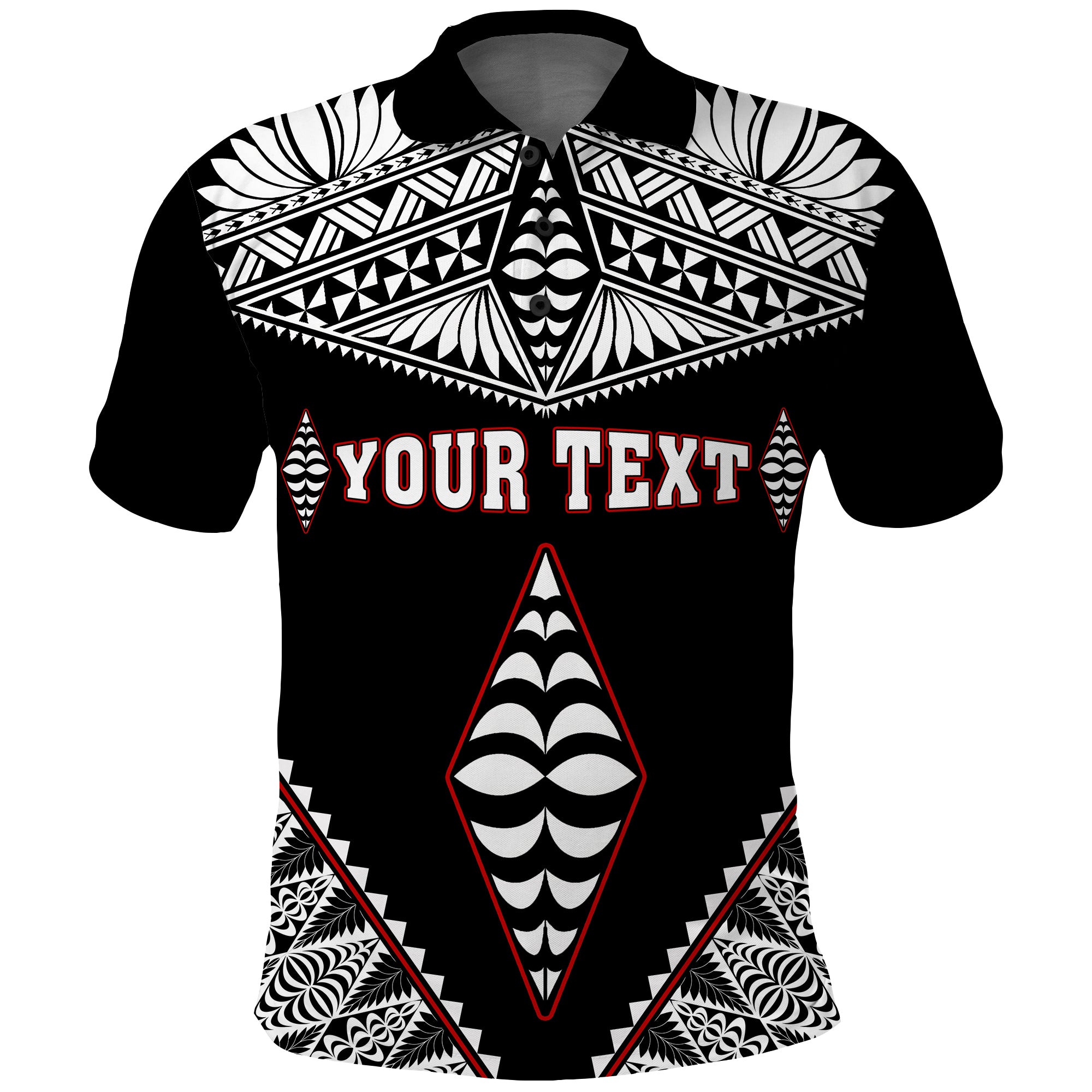 Custom Tonga Polo Shirt Tongan Kupesi Pattern LT13 Unisex Black - Polynesian Pride