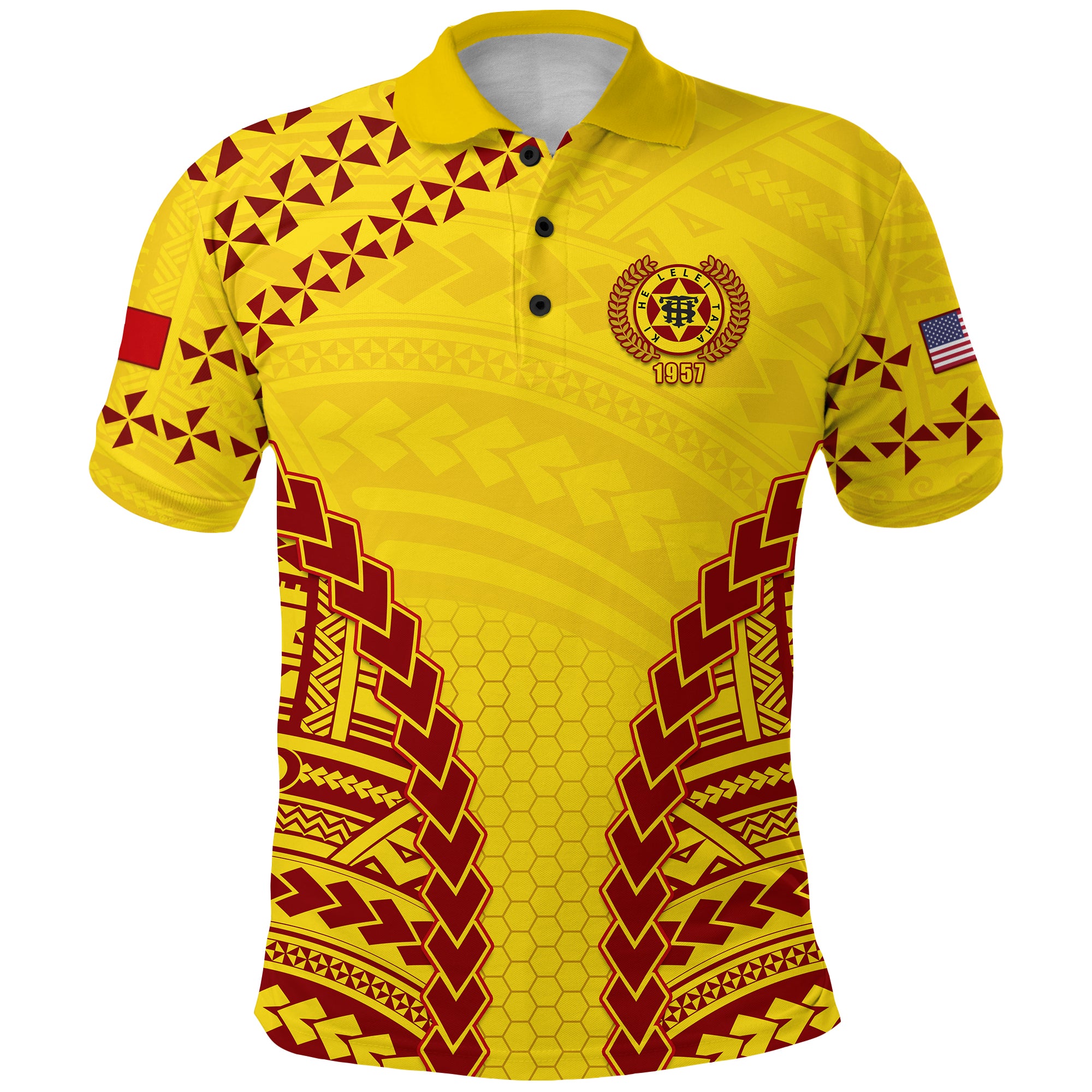 (FAKALATA) Tonga High School Polo Shirt (Gold) LT13 Unisex Gold - Polynesian Pride