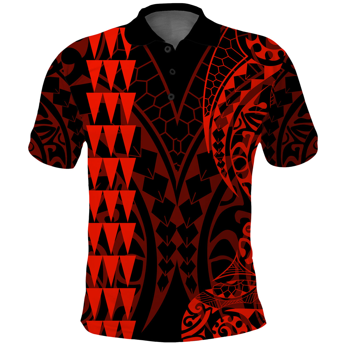 Kakau Polynesian Tribal Polo Shirt LT13 Red - Polynesian Pride