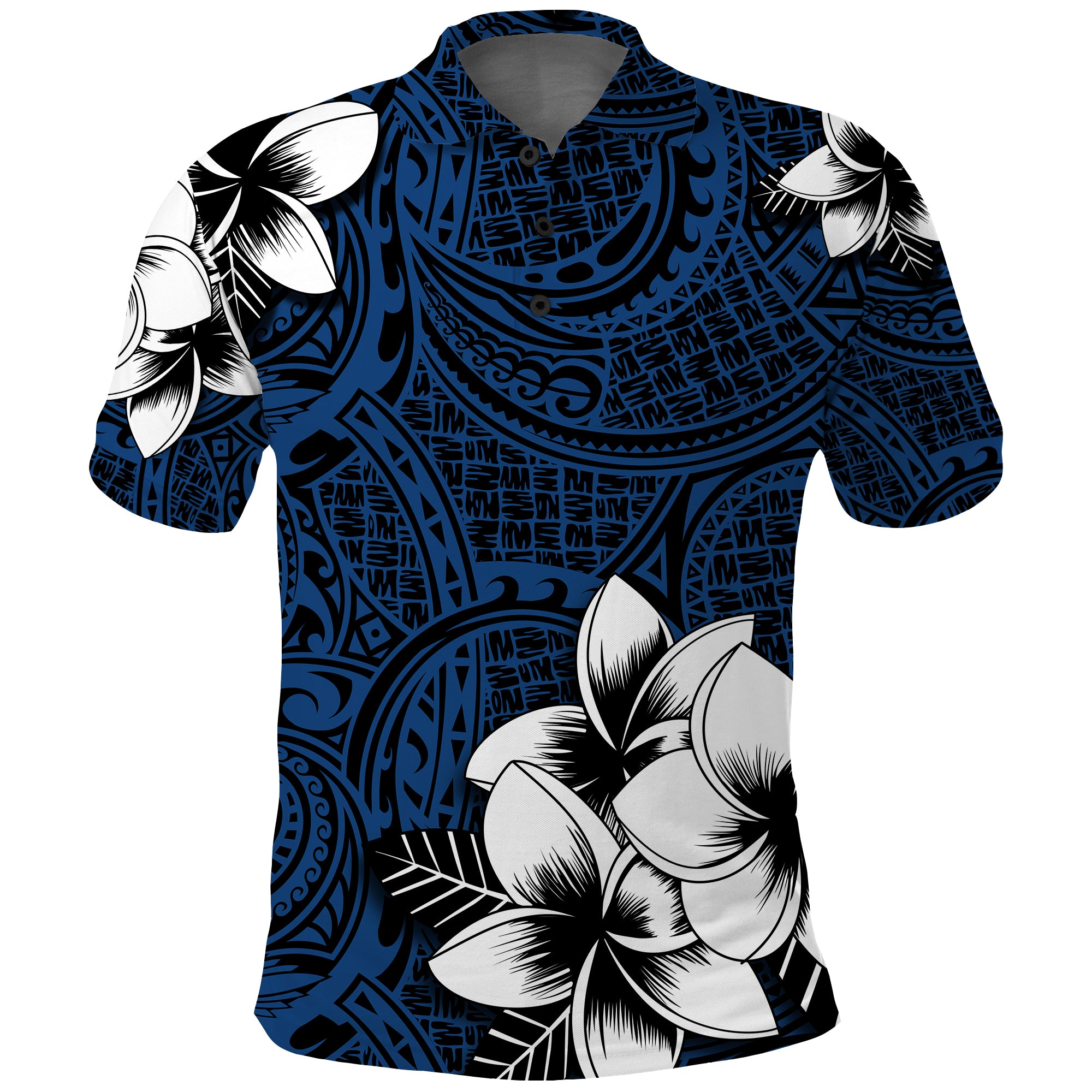 Custom Hawaiian Plumeria Tribal Polynesian Polo Shirt Blue RLT14 Adult Blue - Polynesian Pride