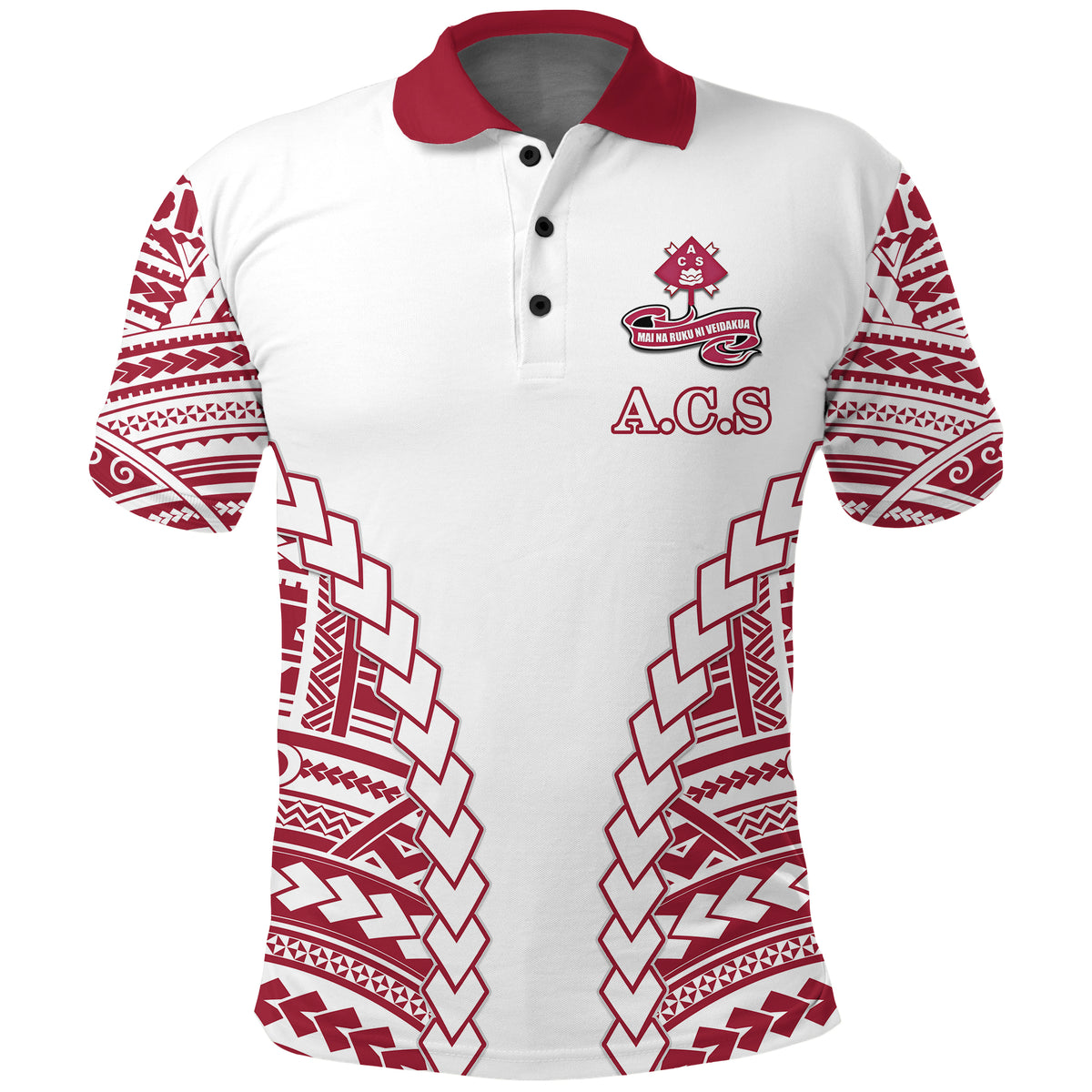 Adi Cakobau School Polo Shirt Lovely Girl A.C.S LT13 Unisex White - Polynesian Pride