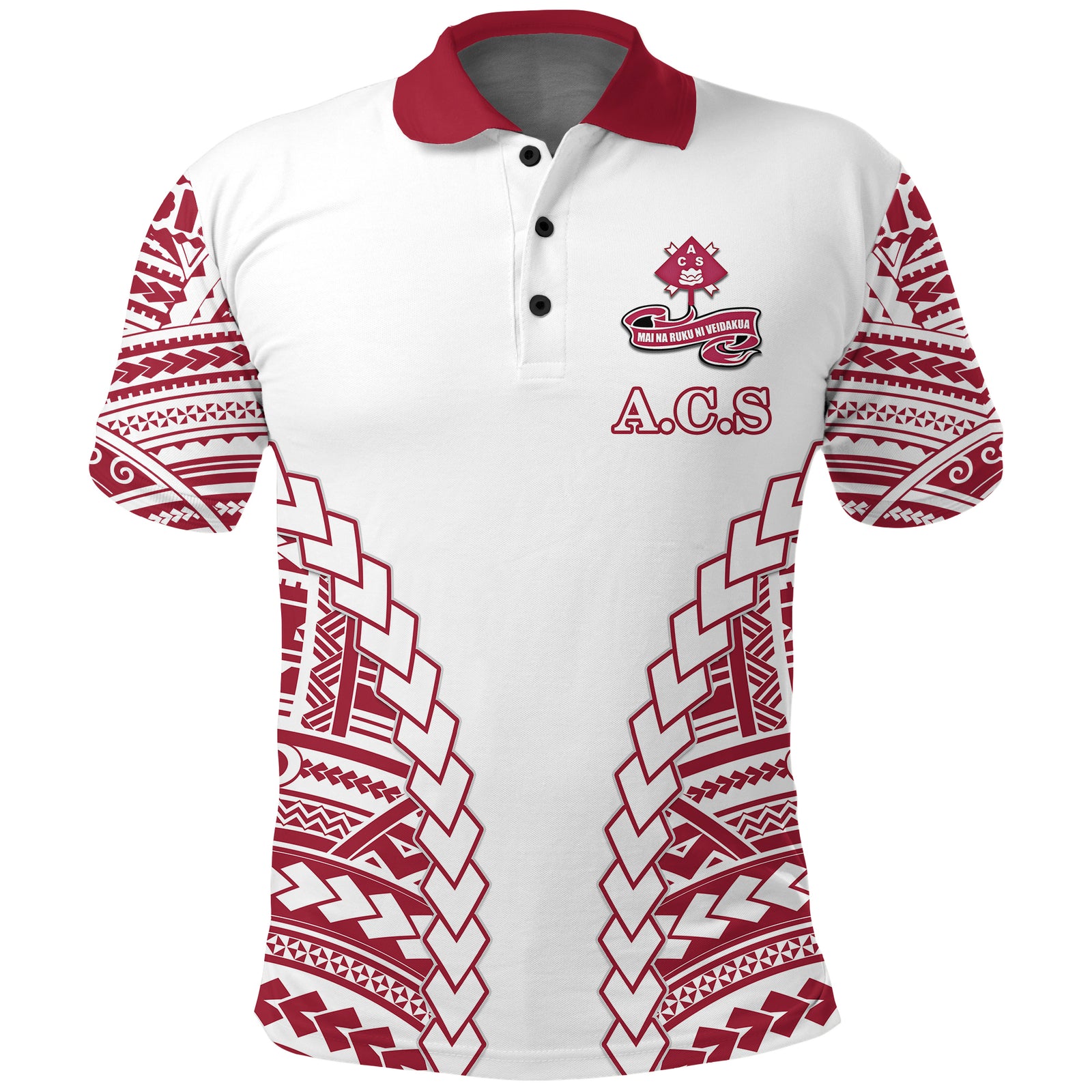 Adi Cakobau School Polo Shirt Lovely Girl A.C.S LT13 Unisex White - Polynesian Pride