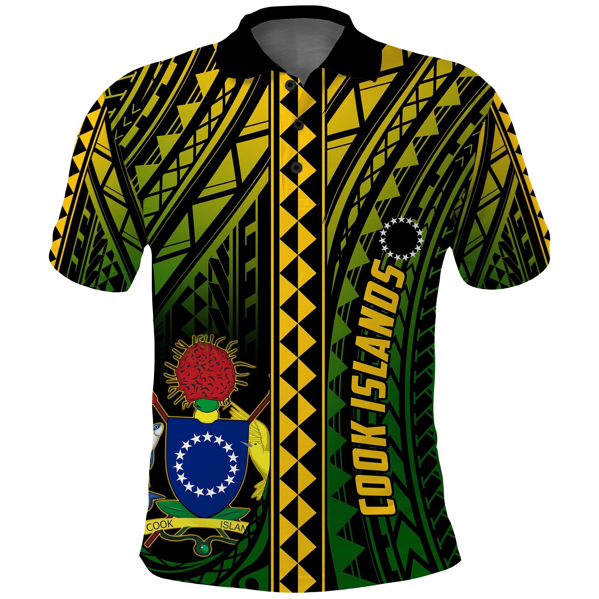 Cook Islands Polo Shirt Polynesian Pattern Stars LT13 Unisex Black - Polynesian Pride