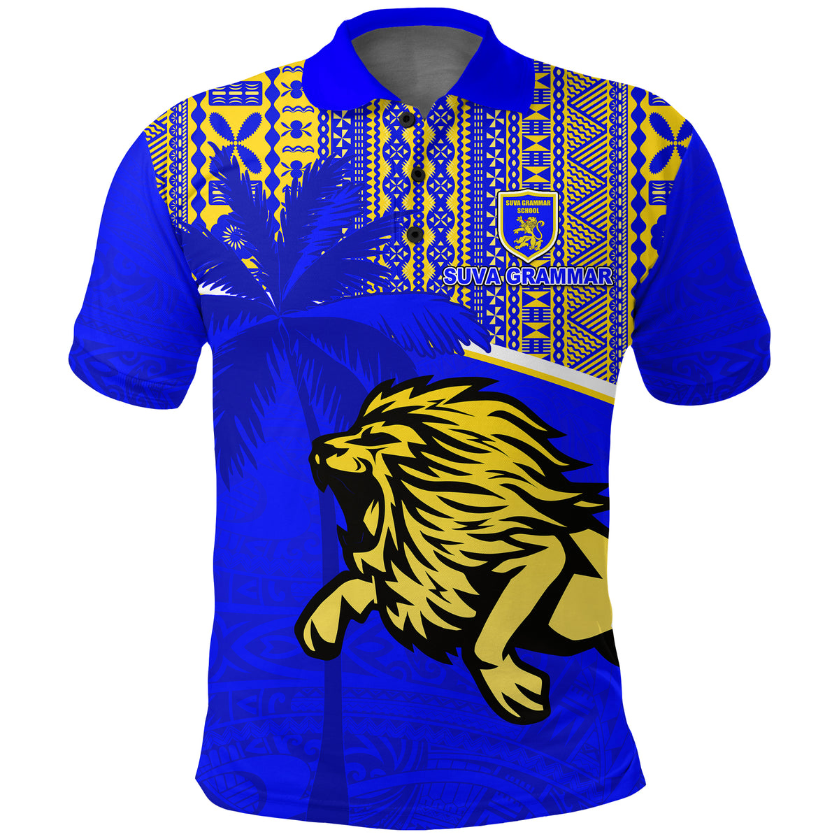 Custom Suva Grammar School Polo Shirt Spirit Lion Custom Text and Number LT13 - Polynesian Pride