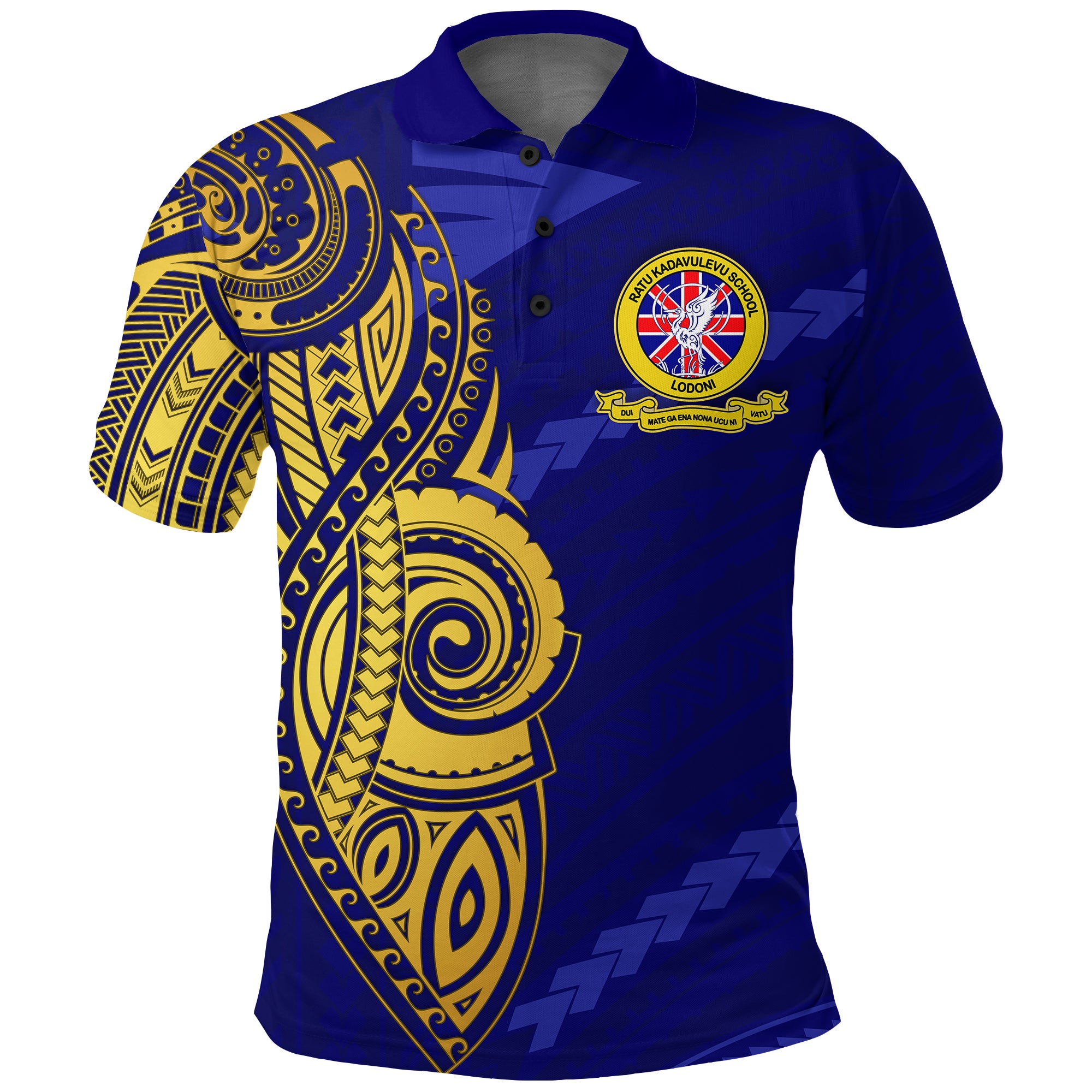 A.K.A (LODONIAN) Ratu Kadavulevu School Polo Shirt RKS 02 LT13 Unisex Blue - Polynesian Pride