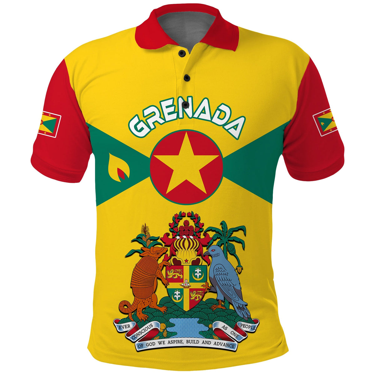 Grenada Polo Shirt Power Grenada Mix Coat of Arms LT13 Art - Polynesian Pride