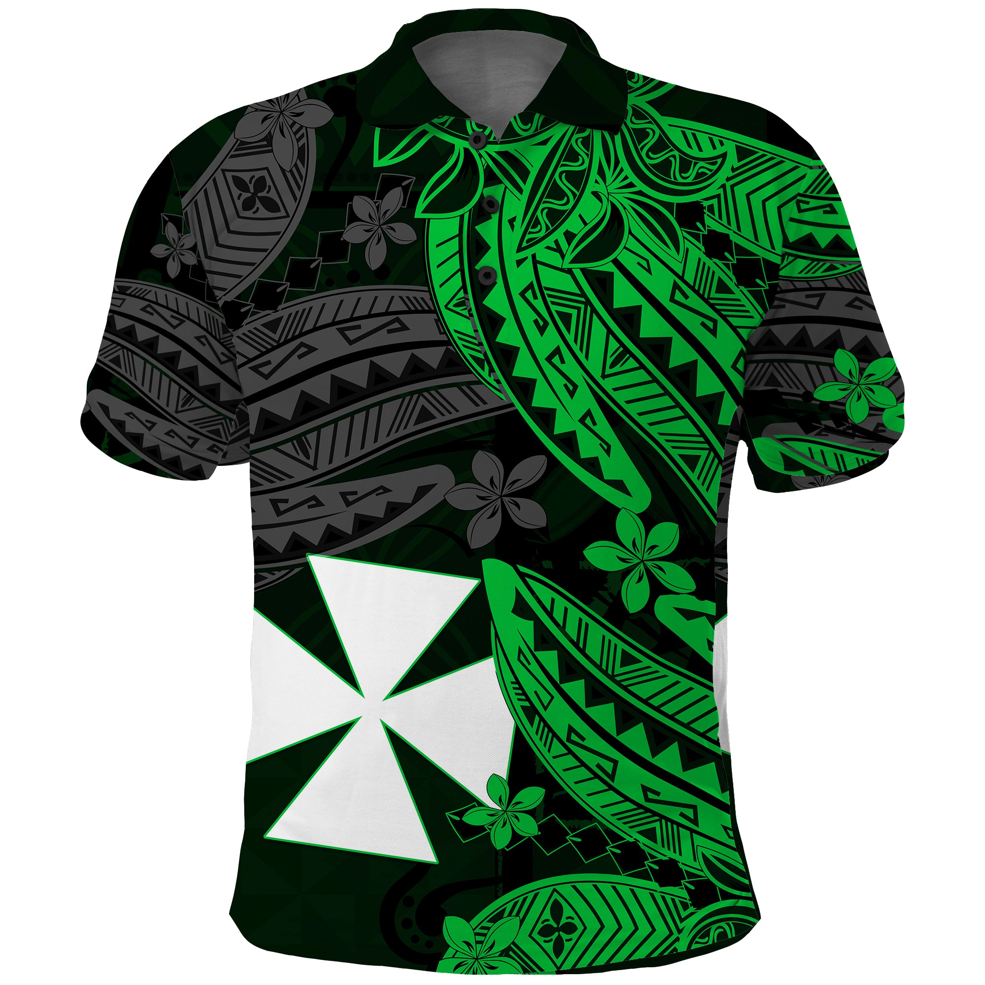 Wallis and Futuna Polo Shirt Enjoy Polynesian Flowers Version Green LT13 Unisex Green - Polynesian Pride