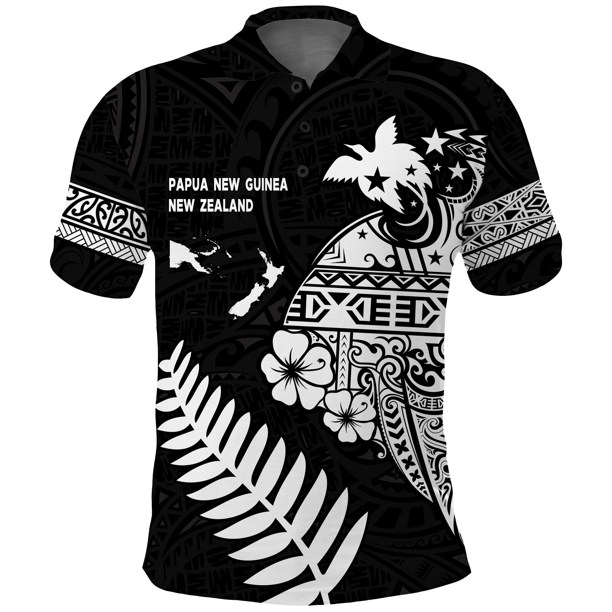 Papua New Guinea New Zealand Polo Shirt Maori Polynesian LT13 Unisex Black - Polynesian Pride