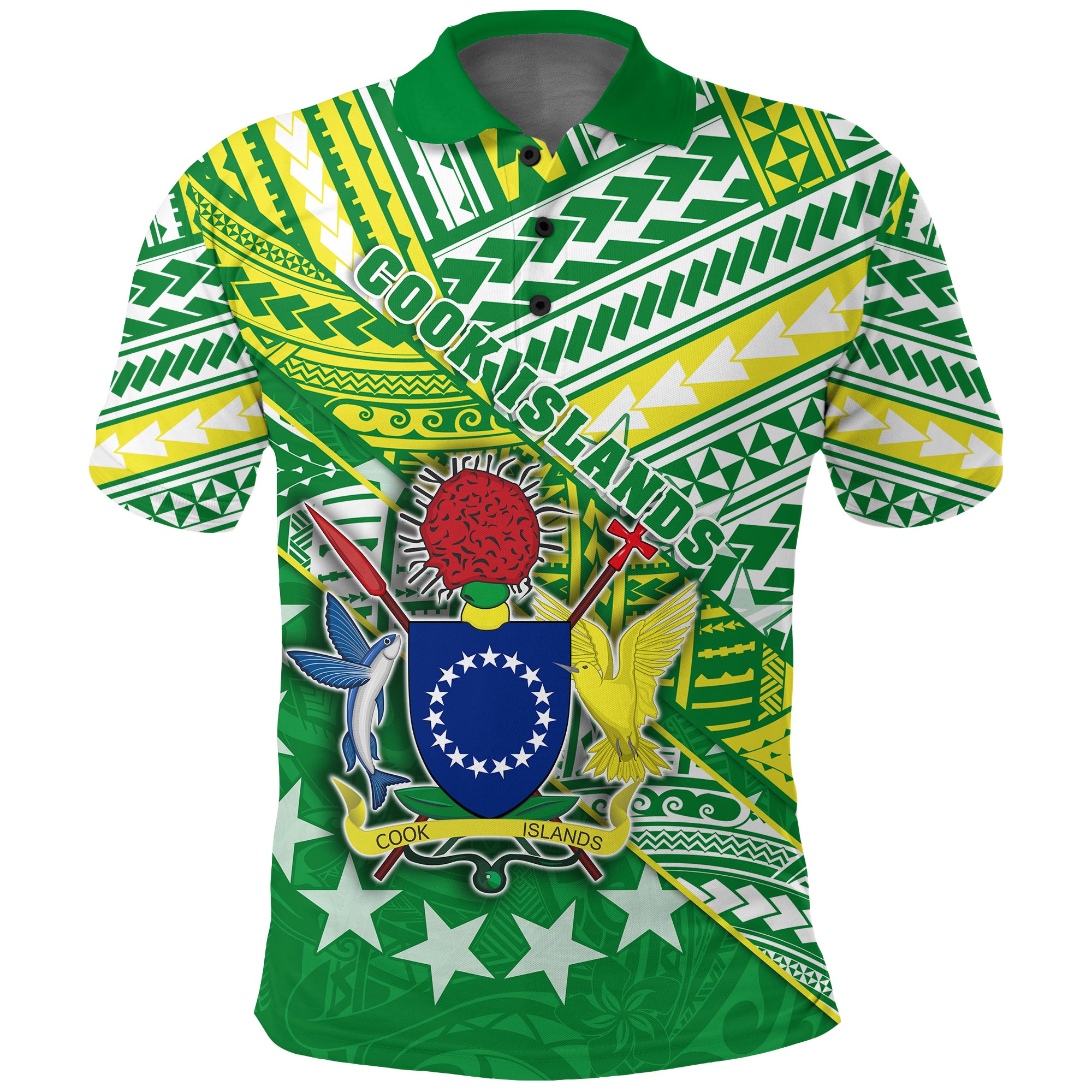 Cook Islands Rugby Polo Shirt New Breathable LT13 Unisex Green - Polynesian Pride