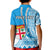 (Custom Personalised) Fiji Polo Shirt KID Masi Tapa Patterns Blue Style LT6 - Polynesian Pride