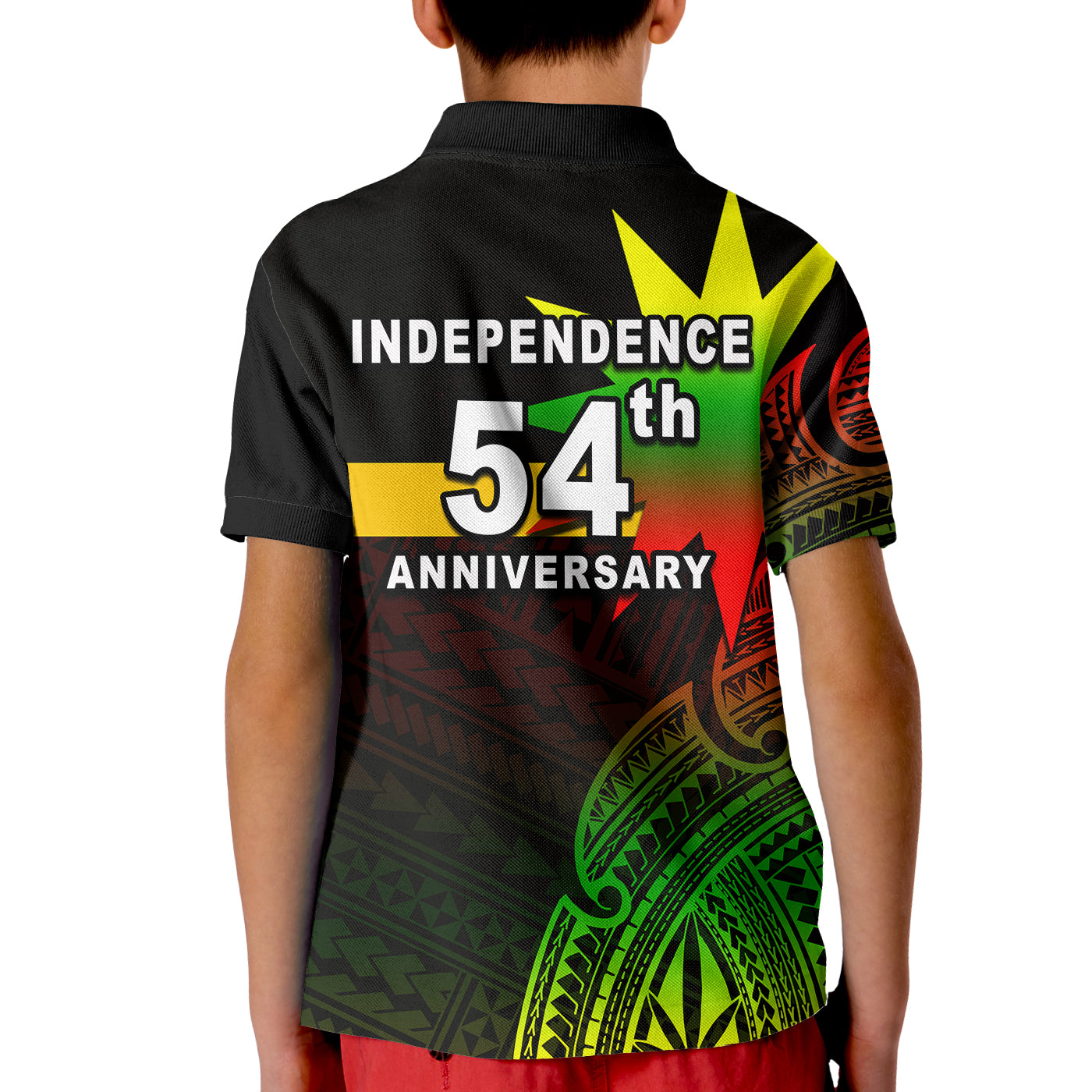 Nauru Independence Day Polo Shirt KID Flag In Heart No.3 LT6 Unisex Black - Polynesian Pride