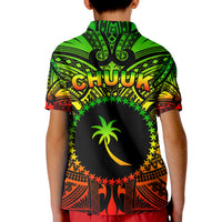 Chuuk Flag Polo Shirt KID Micronesia Style Reggae LT13 - Polynesian Pride