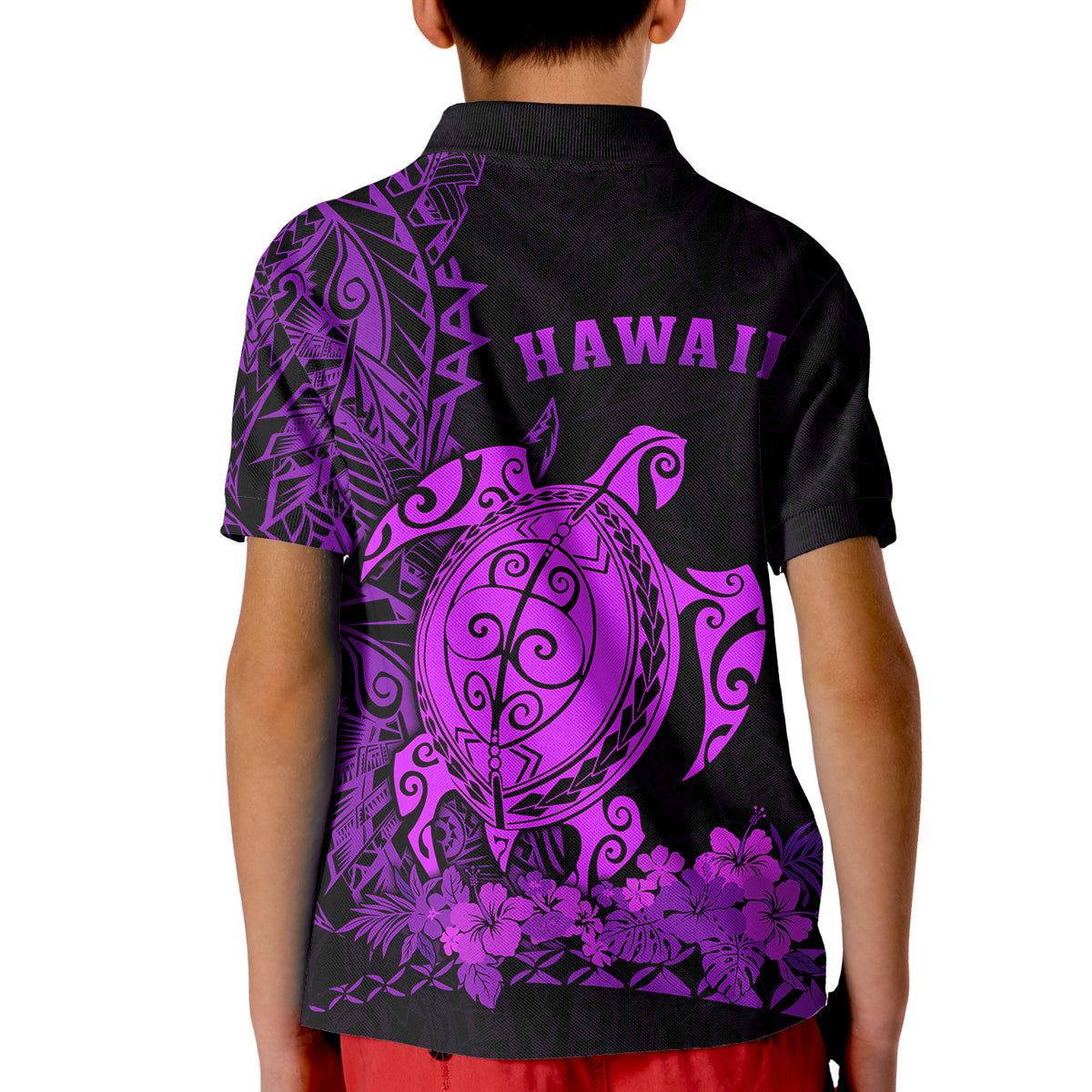 Hawaii Polynesian Polo Shirt KID Purple Sea Turtles Hawaiian LT13 - Polynesian Pride