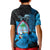 Guam Seal Polo Shirt KID Polynesian Turtle with Flowers Version Blue LT13 - Polynesian Pride