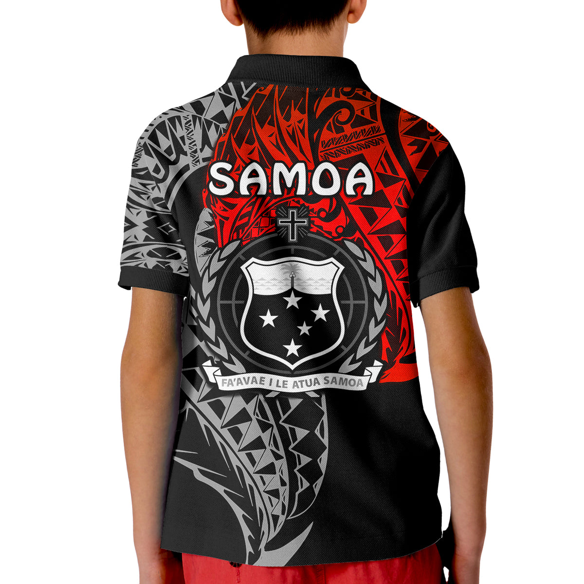 (Custom Personalised) Siva Samoa Polo Shirt KID Samoan Dance Mix Red Polynesian LT13 - Polynesian Pride
