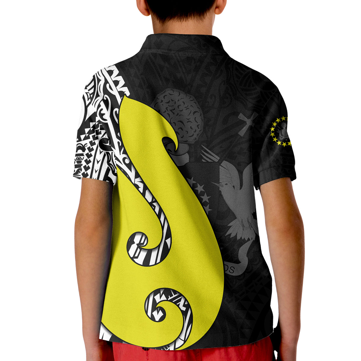 (Custom Personalised) Cook Islands Polo Shirt KID Matau Polynesian Simple Fish Hook LT13 - Polynesian Pride