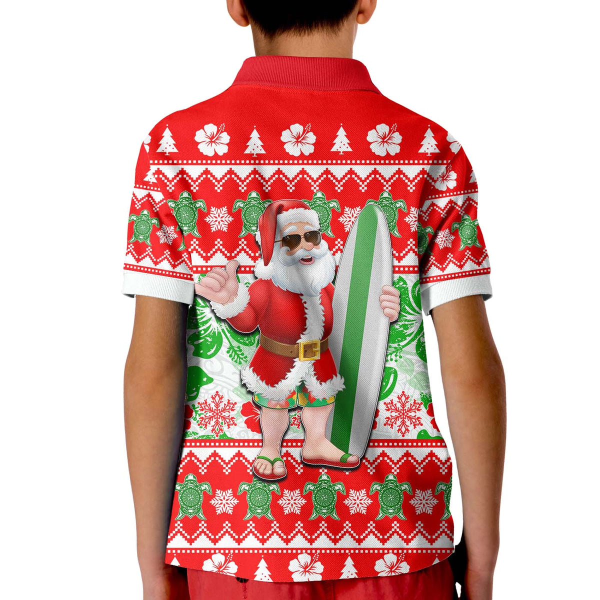 Hawaii Mele Kalikimaka Christmas Polo Shirt KID Cool Santa Claus LT6 - Polynesian Pride