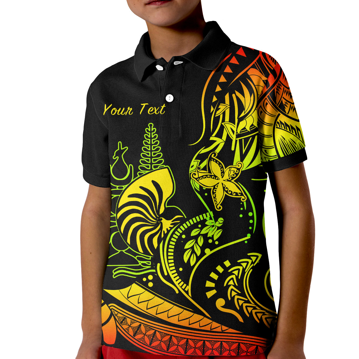 (Custom Personalised) New Caledonia Polo Shirt KID Emblem Nautilus Shell Version Reggae LT13 Unisex Reggae - Polynesian Pride