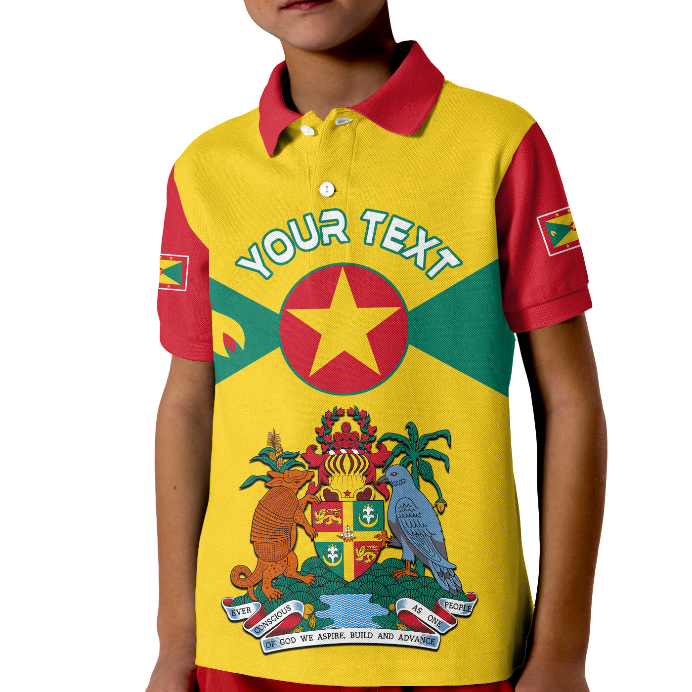 Custom Grenada Polo Shirt KID Power Grenada Mix Coat Of Arms LT13 Art - Polynesian Pride