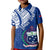 (Custom Personalised) Samoa Siapo Polo Shirt KID Sporty Mix Barkcloth Panel LT13 Unisex Blue - Polynesian Pride