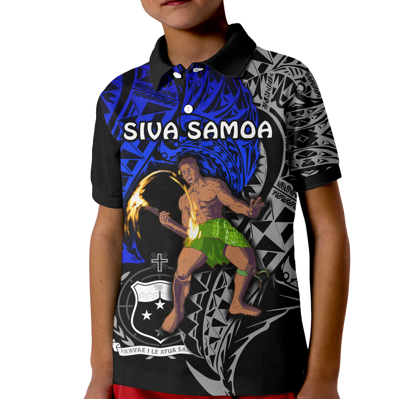 Siva Samoa Polo Shirt KID Samoan Dance Mix Blue Polynesian LT13 Unisex Blue - Polynesian Pride