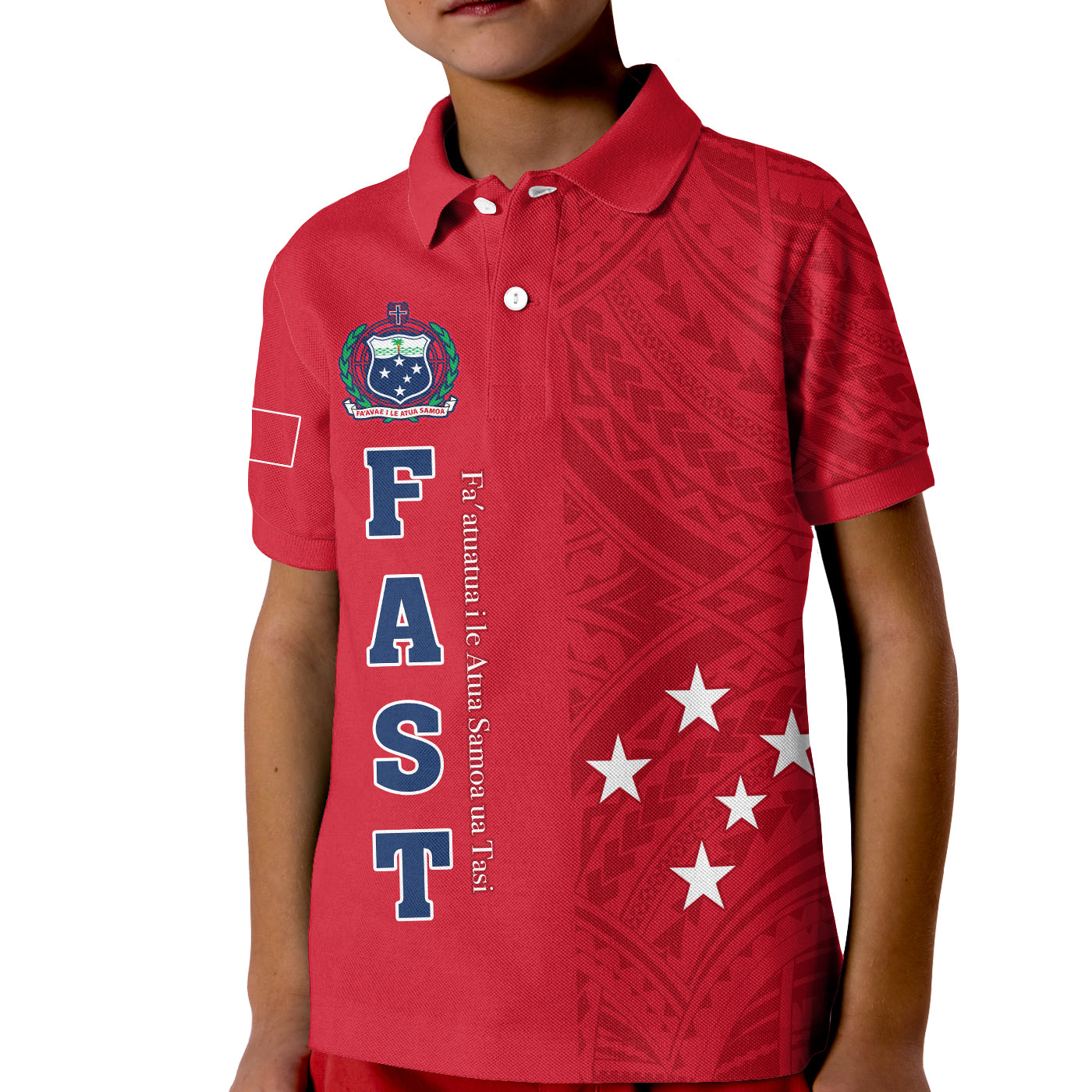 F.A.S.T Samoa Polo Shirt KID We Ready Polynesian Samoan LT13 Unisex Red - Polynesian Pride