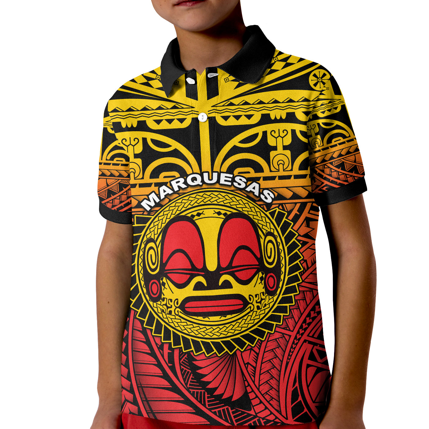 Marquesas Islands Polo Shirt KID Mata Tiki Polynesian Pattern LT13 Unisex Yellow - Polynesian Pride