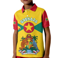 Grenada Polo Shirt KID Power Grenada Mix Coat of Arms LT13 Art - Polynesian Pride