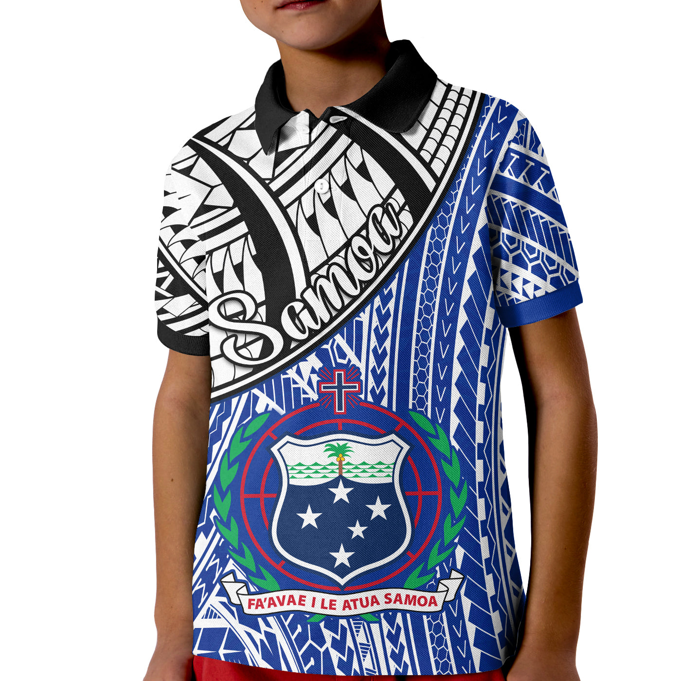 Samoa Polo Shirt KID Samoan Pattern Newest LT13 Unisex Blue - Polynesian Pride