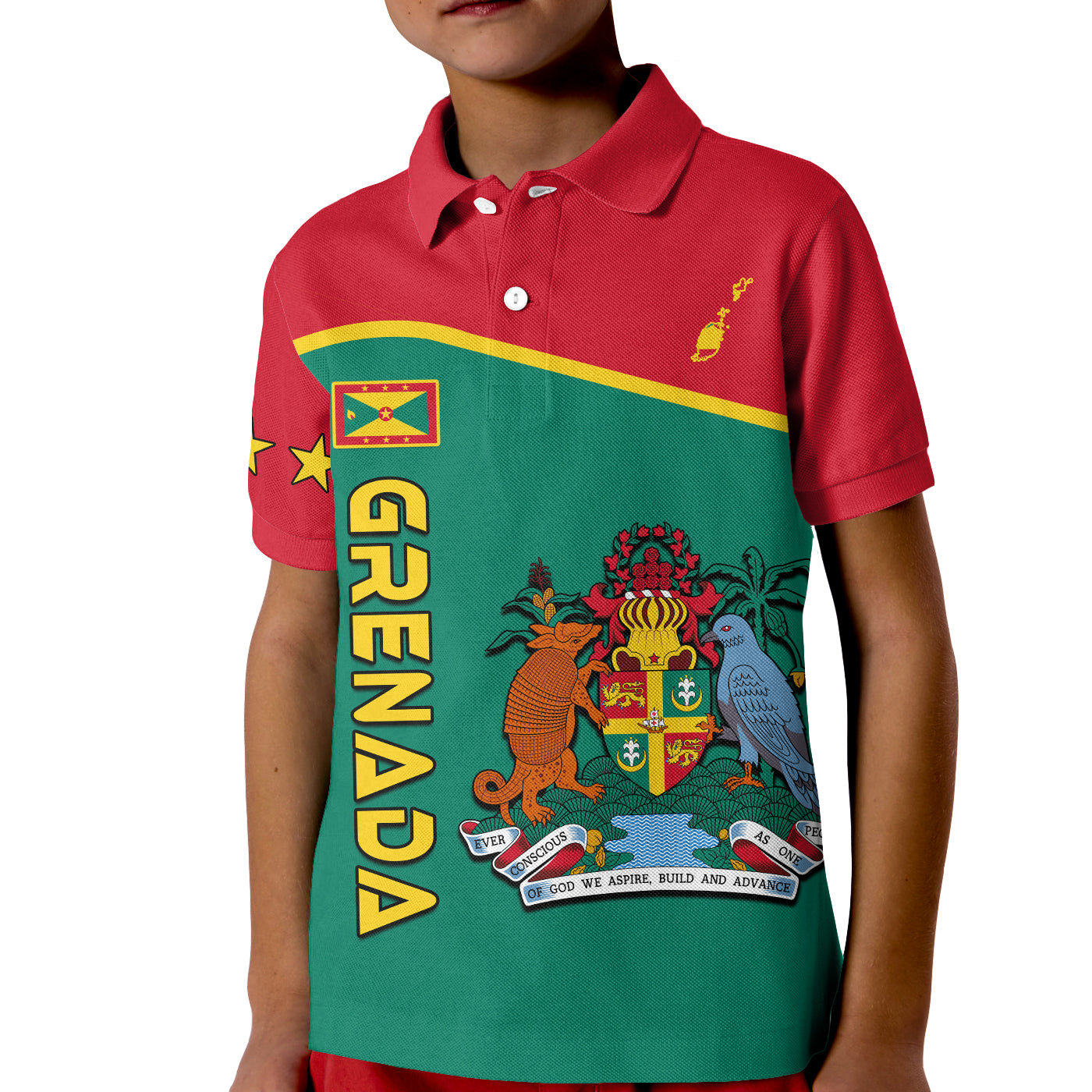 Grenada Polo Shirt KID Coat of Arms and Map Impressive LT13 Art - Polynesian Pride