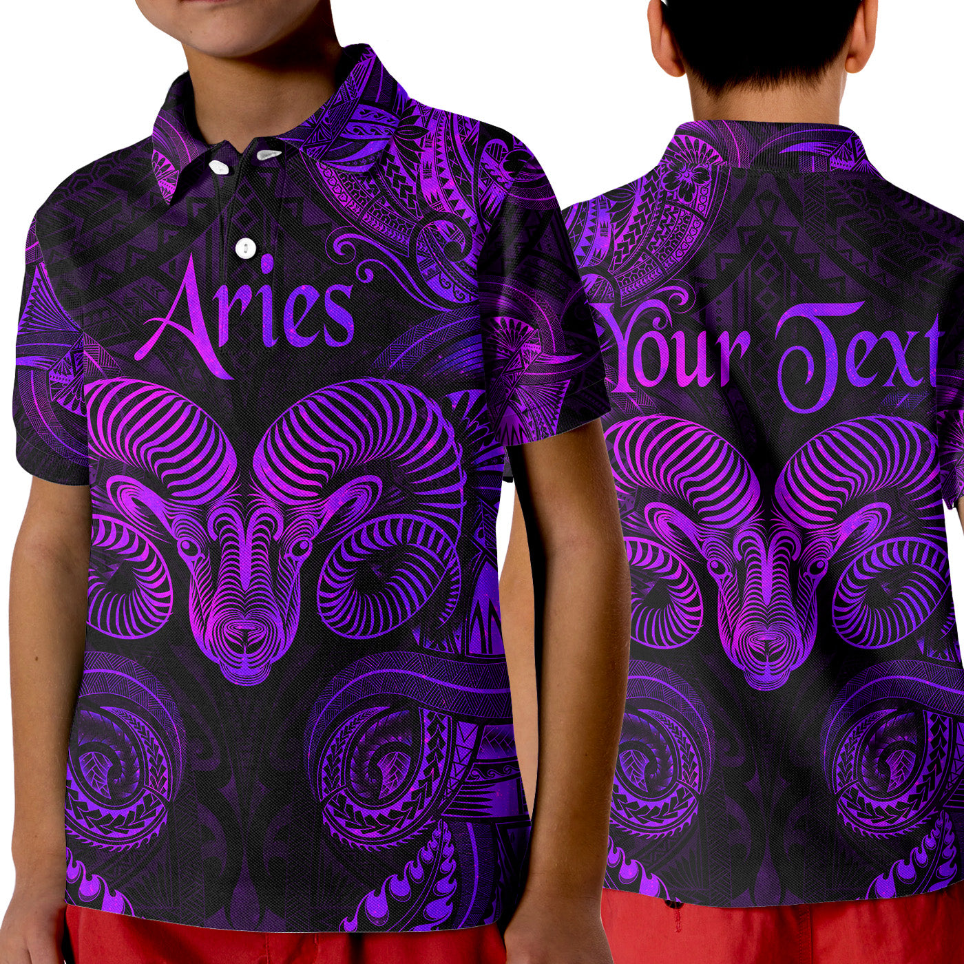 (Custom Personalised) Aries Zodiac Polynesian Polo Shirt KID Unique Style - Purple LT8 Unisex Purple - Polynesian Pride