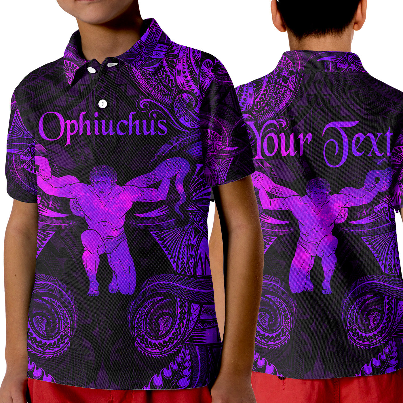 (Custom Personalised) Ophiuchus Zodiac Polynesian Polo Shirt KID Unique Style - Purple LT8 Unisex Purple - Polynesian Pride