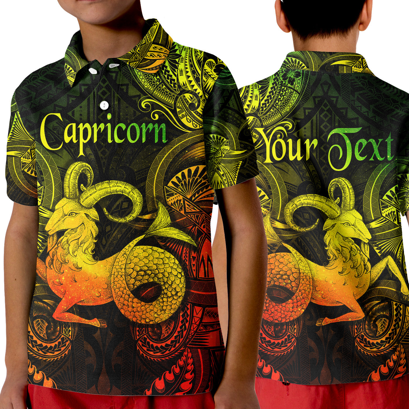 (Custom Personalised) Capricorn Zodiac Polynesian Polo Shirt KID Unique Style - Reggae LT8 Unisex Reggae - Polynesian Pride