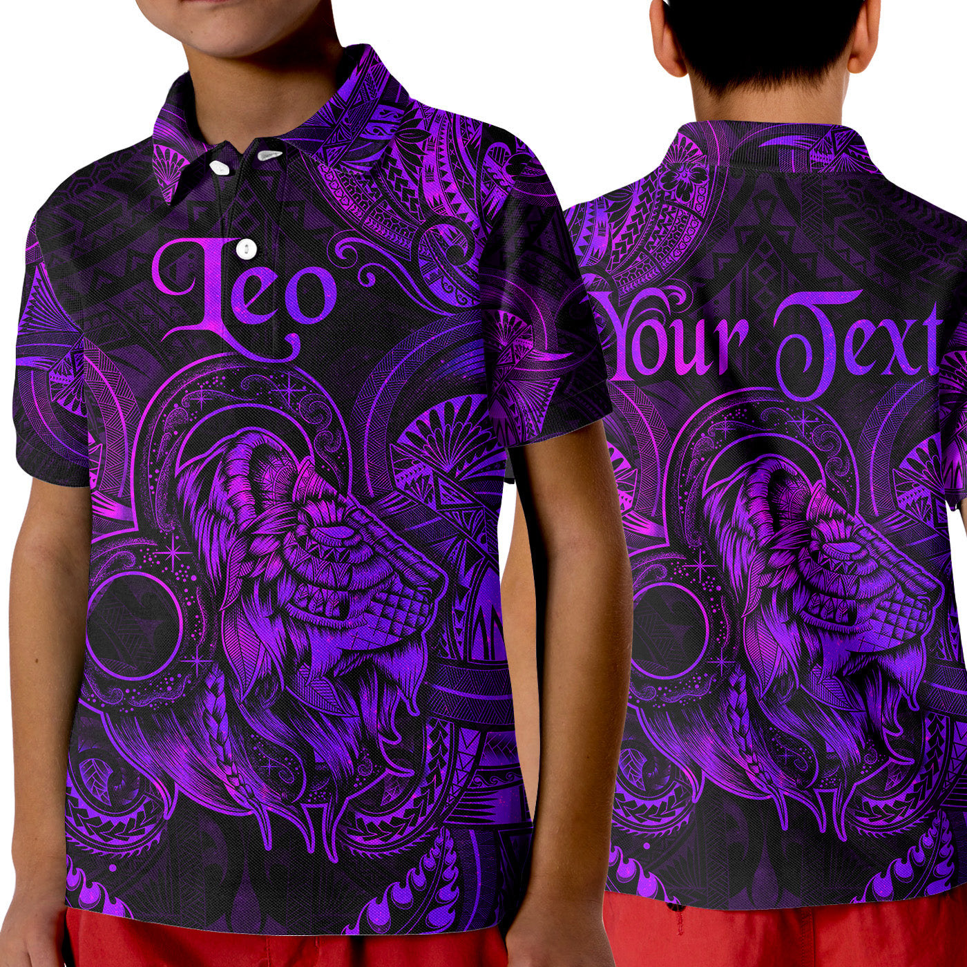 (Custom Personalised) Leo Zodiac Polynesian Polo Shirt KID Unique Style - Purple LT8 Unisex Purple - Polynesian Pride