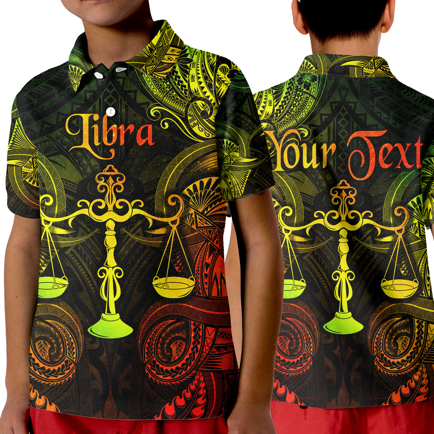 (Custom Personalised) Libra Zodiac Polynesian Polo Shirt KID Unique Style - Reggae LT8 Unisex Reggae - Polynesian Pride