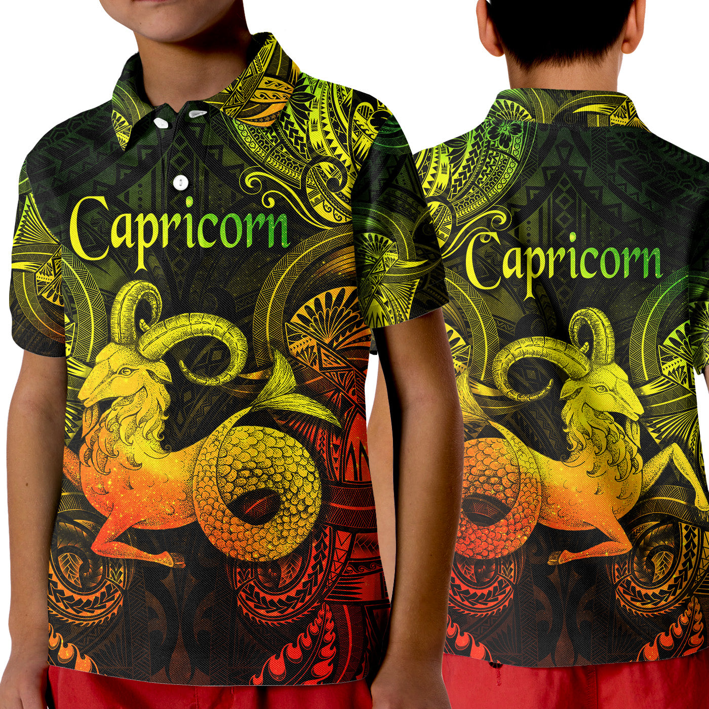 Capricorn Zodiac Polynesian Polo Shirt KID Unique Style - Reggae LT8 Unisex Reggae - Polynesian Pride