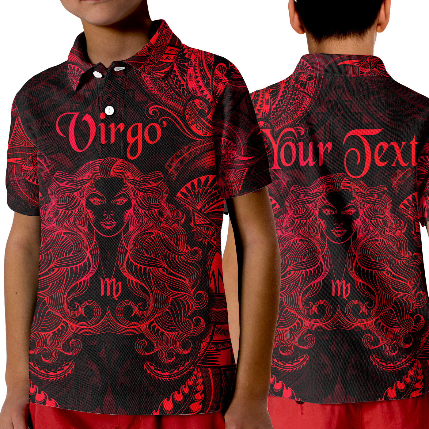 (Custom Personalised) Virgo Zodiac Polynesian Polo Shirt KID Unique Style - Red LT8 Unisex Red - Polynesian Pride