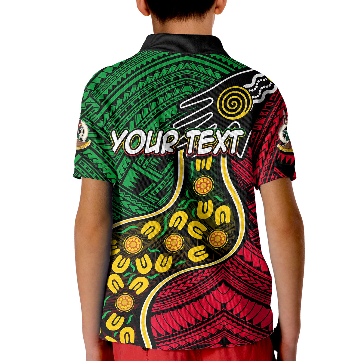 (Custom Personalised) Vanuatu Mix Aboriginal Polo Shirt KID LT6 - Polynesian Pride