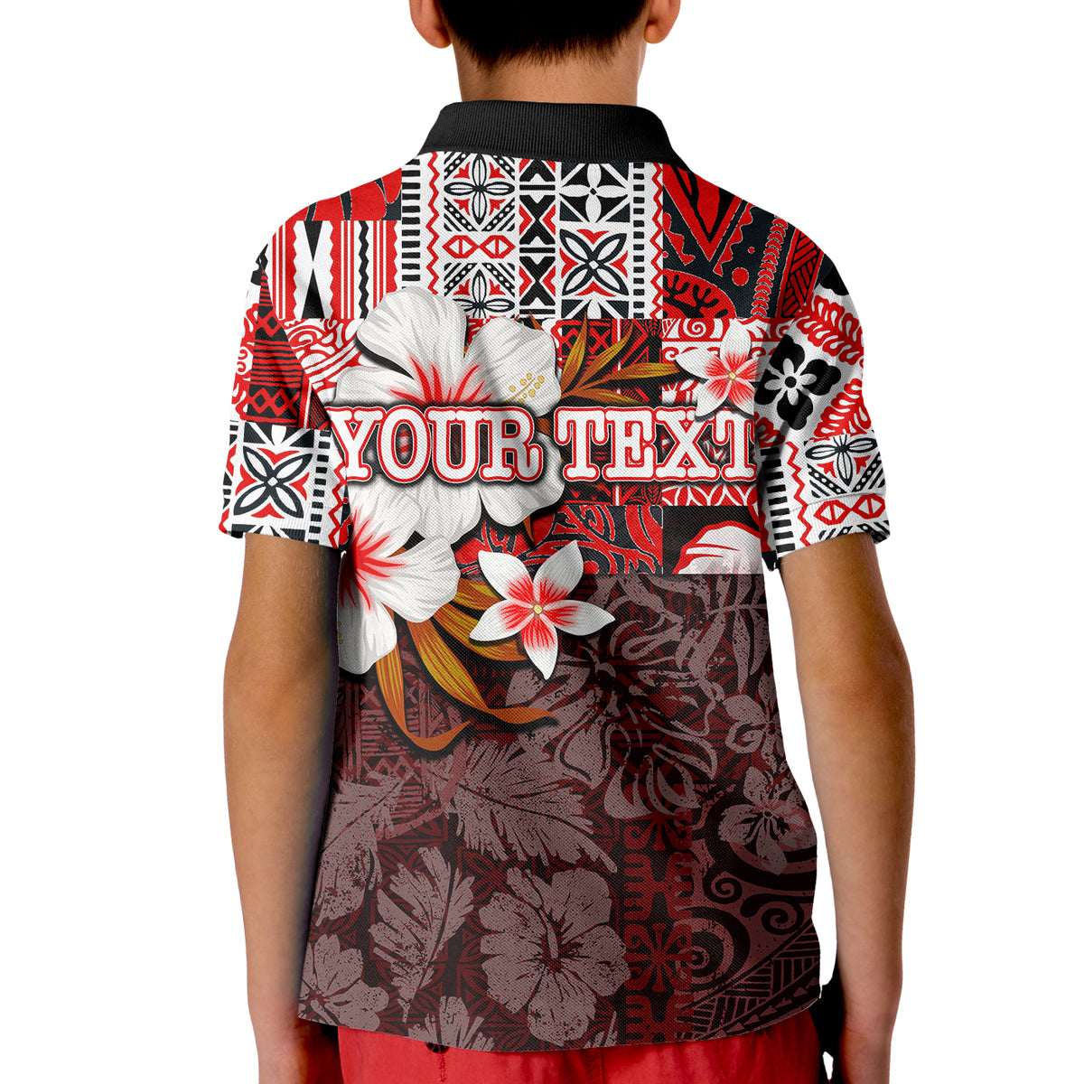 (Custom Personalised) Hammerhead shark Polo Shirt KID Hawaii Style Red LT6 - Polynesian Pride