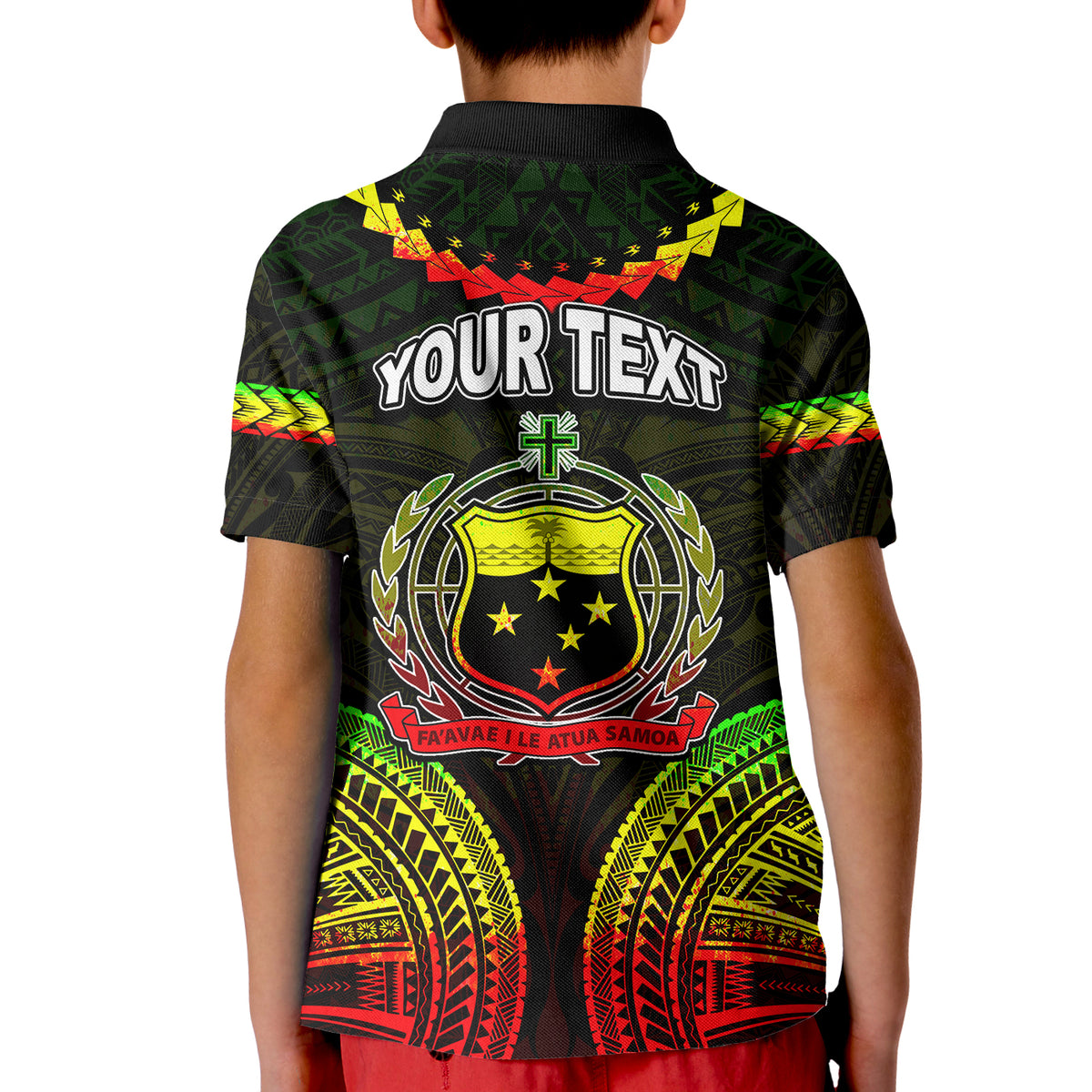 (Custom Personalised) Samoa Ula Nifo Tribal Polo Shirt KID Regage Style LT6 - Polynesian Pride
