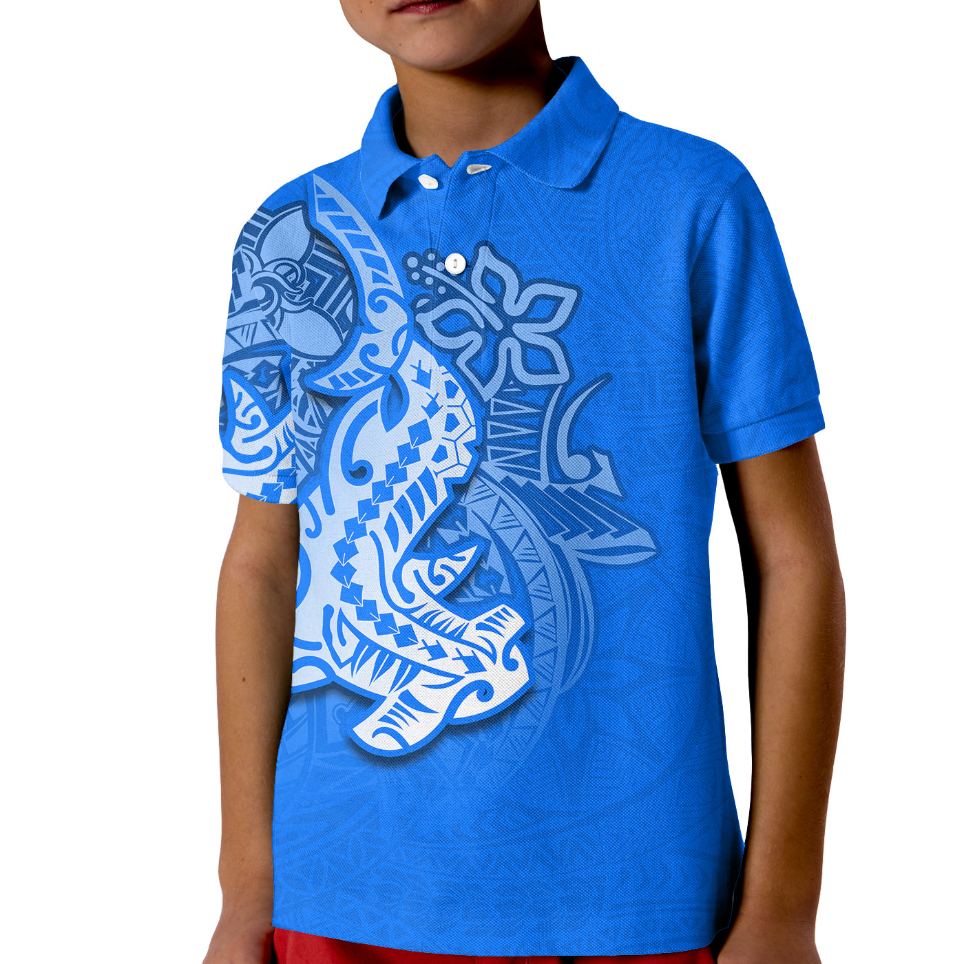 (Custom Personalised) Hammerhead shark Polo Shirt KID Polynesian Blue Style LT6 Unisex Blue - Polynesian Pride