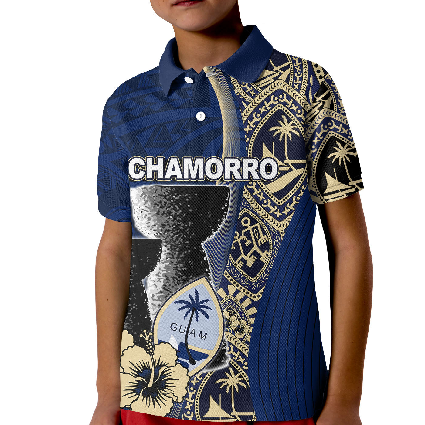 Custom Guam Chamorro Polo Shirt KID Blue Style LT6 Unisex Blue - Polynesian Pride