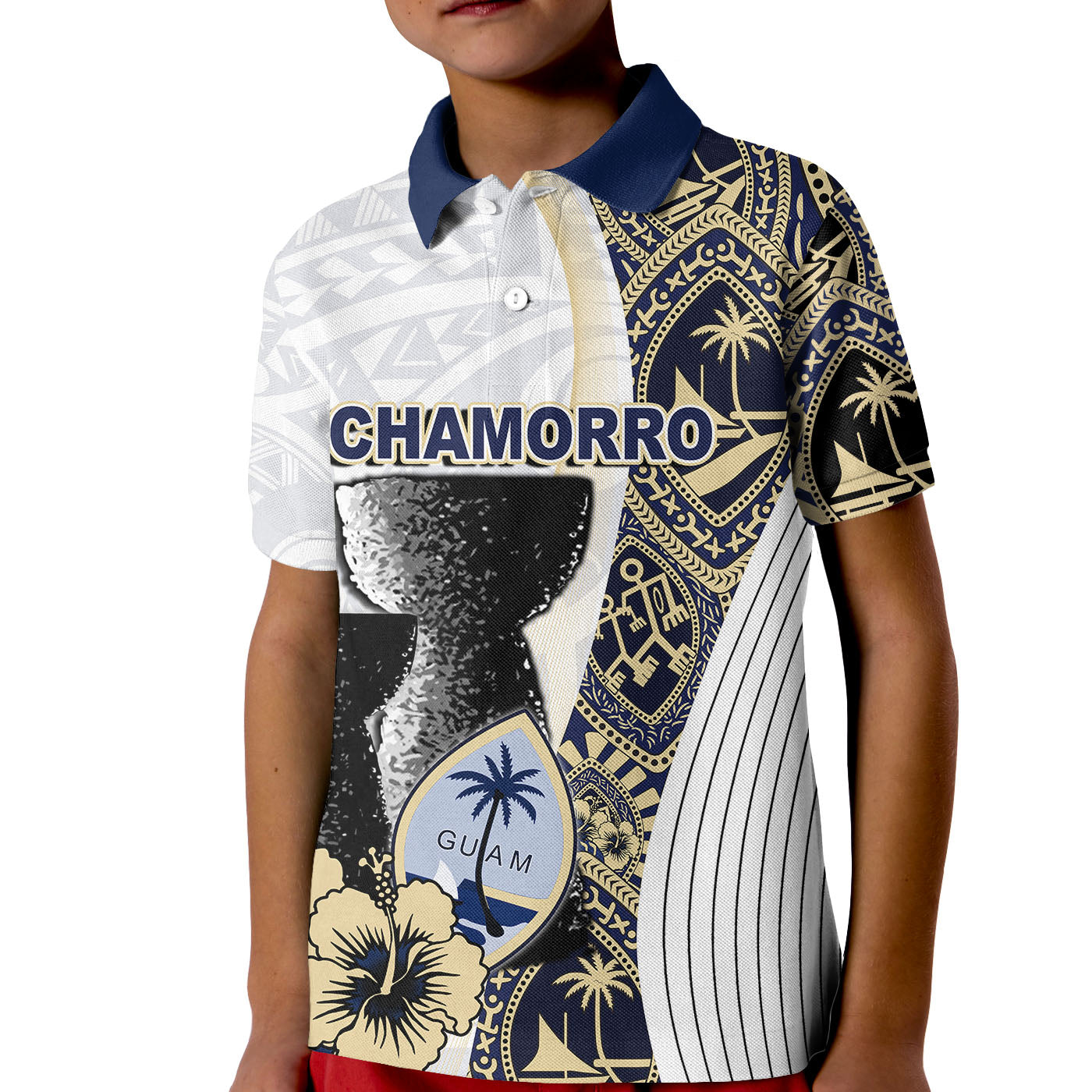 Custom Guam Chamorro Polo Shirt KID White Style LT6 Unisex White - Polynesian Pride